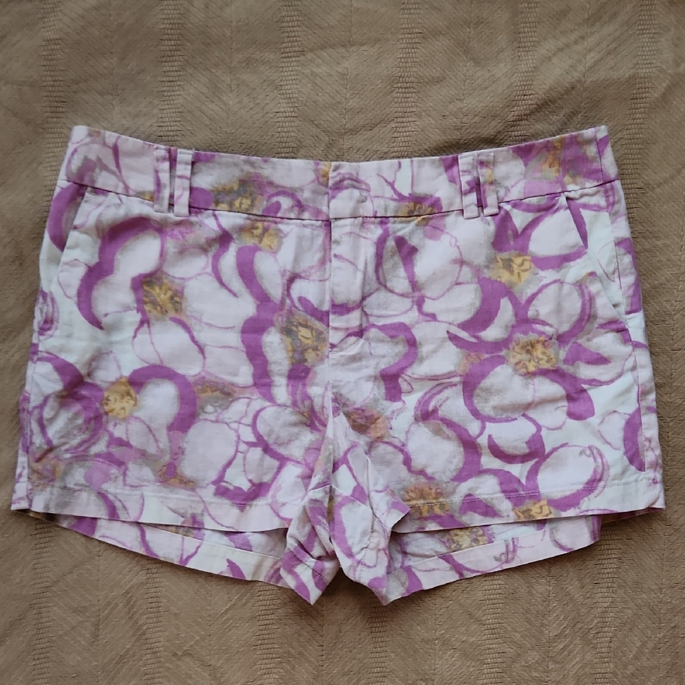 LOFT Pink and White Magnolia Bermuda Shorts, SZ 14